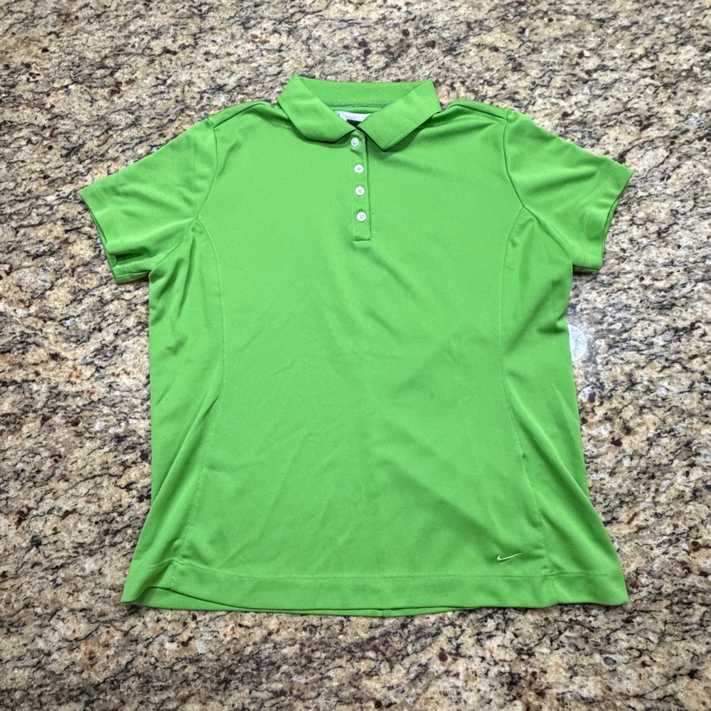Nike Golf Womens Lime Green Fit Dry Short Sleeve Polo Shirt Size L 12-14